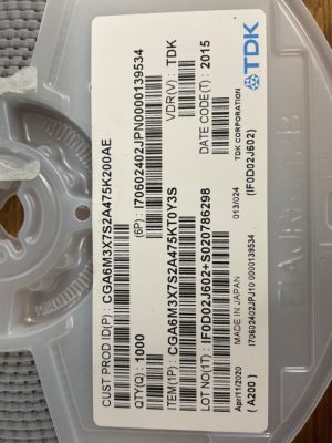 tdk CGA6M3X7S2A475KT0Y3S